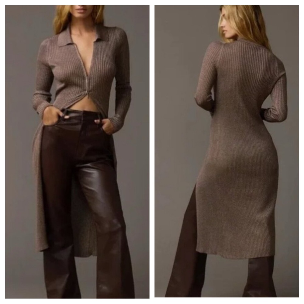 Anthropologie Brown Long Cardigan